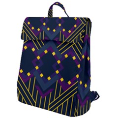 Line Square Pattern Violet Blue Yellow Design Flap Top Backpack by Ravend