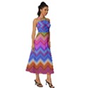 Pattern Chevron Zigzag Background Sleeveless Cross Front Cocktail Midi Chiffon Dress View3