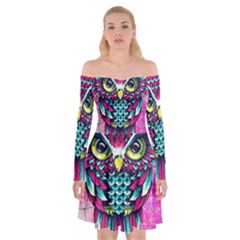 Owl Dreamcatcher Off Shoulder Skater Dress by Grandong