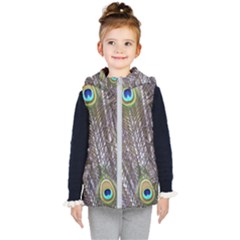 Peacock Bird Feathers Plumage Peacock Kids  Hooded Puffer Vest by Perong