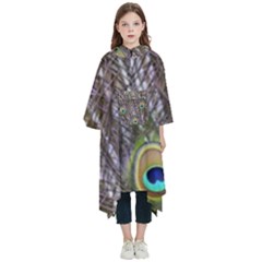 Peacock Bird Feathers Plumage Peacock Kids  Hooded Rain Ponchos by Perong
