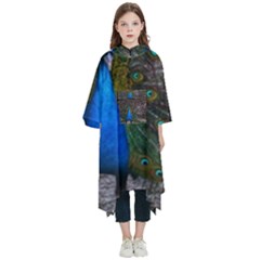 Bird Peacock Feathers Kids  Hooded Rain Ponchos by Perong