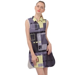 Pattern Design Abstract Lilac Sleeveless Shirt Dress by Perong