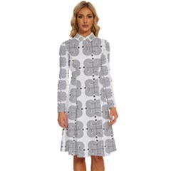 Abstract Pattern Texture Background Art Long Sleeve Shirt Collar A-line Dress by Perong