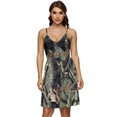 Realtree Camo Seamless Pattern Camo Hunting V-neck Pocket Summer Dress  by Perong