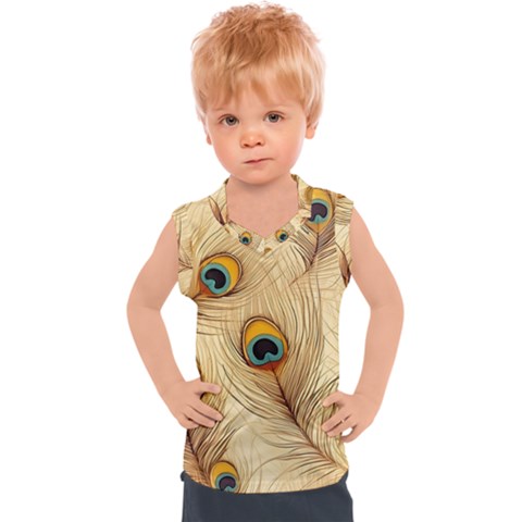 Vintage Peacock Feather Peacock Feather Pattern Background Nature Bird Nature Kids  Sport Tank Top by Maspions
