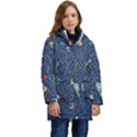 Cat Space Astronaut Rocket Maze Kids  Hooded Longline Puffer Jacket View1