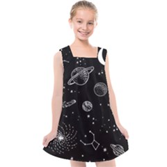 Black Space Drawing Art Planet Drawing Stars Black Space Galaxy Outer Space Kids  Cross Back Dress by Perong