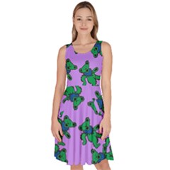 Grateful Dead Bears  Pattern Knee Length Skater Dress With Pockets by Perong