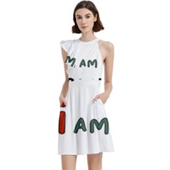 America  I Am Race Cocktail Party Halter Sleeveless Dress With Pockets by RiverRootz