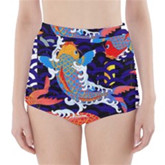 Koi Fish Traditional Japanese Art High-waisted Bikini Bottoms by Perong