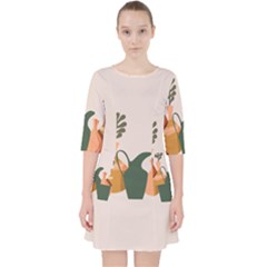 Drawing Botanical Quarter Sleeve Pocket Dress by Perong