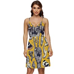 Yellow Template Design V-neck Pocket Summer Dress  by Perong
