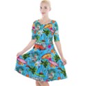 Summer Pattern Seamless Quarter Sleeve A-Line Dress With Pockets View1