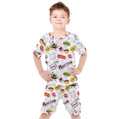 Pattern Seamless Texture Cartoon Kids  T-shirt And Shorts Set by Perong