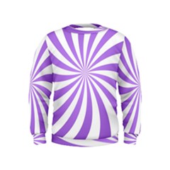 Spiral Vortex Rays Lavender Swirl Purple Kids  Sweatshirt by Salmanaz77