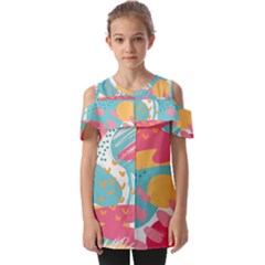 Background Abstract Fold Over Open Sleeve Top by Salmanaz77
