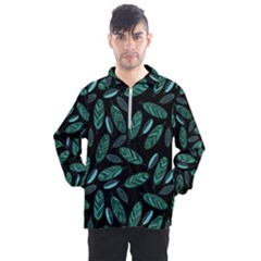 Leaves Pattern Abstract Blade Men s Half Zip Pullover by Salmanaz77