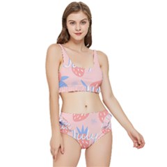 July Summer Strawberry Pink Berry Frilly Bikini Set by Grandong