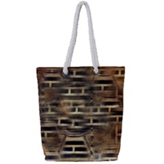 Textures Brown Wood Full Print Rope Handle Tote (small) by anzea