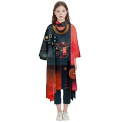 Tech Technology Pattern Kids  Hooded Rain Ponchos by Salmanaz77