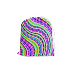 Neon Trippy Swirls Twirls Design Drawstring Pouch (medium) by Salmanaz77