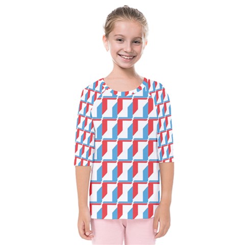 Fabric Geometric Pattern Background Kids  Quarter Sleeve Raglan T-shirt by Salmanaz77