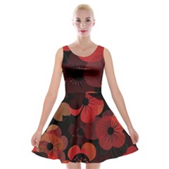 Flower Floral Flora Nature Pattern Background Backdrop Velvet Skater Dress by Salmanaz77