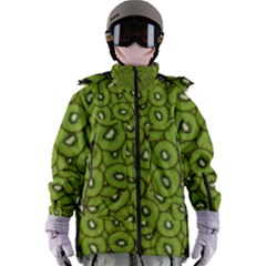 Kiwi Fruit Pattern Green Background Women s Zip Ski And Snowboard Waterproof Breathable Jacket by Paksenen