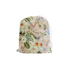 Textile Fabric Tropical Drawstring Pouch (medium) by Paksenen