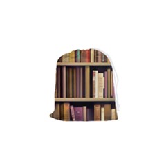 Books Bookshelves Office Fantasy Background Artwork Book Cover Apothecary Book Nook Literature Libra Drawstring Pouch (xs) by Posterlux