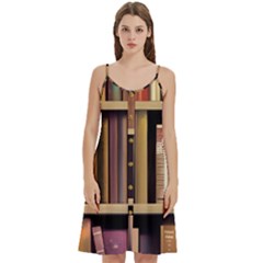 Books Bookshelves Office Fantasy Background Artwork Book Cover Apothecary Book Nook Literature Libra Women s Spaghetti Strap Pullover Cami Dress by Posterlux