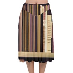 Books Bookshelves Office Fantasy Background Artwork Book Cover Apothecary Book Nook Literature Libra Velvet Flared Midi Skirt by Posterlux