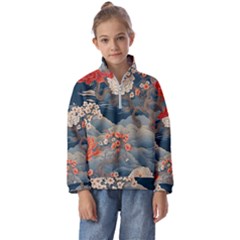 Seamless Pattern Chinoiserie Flowers Kids  Half Zip Hoodie by Paksenen