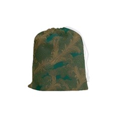 Seamless Pattern Pattern Leaves Drawstring Pouch (medium) by Paksenen