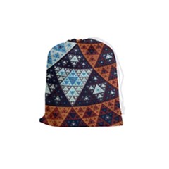Fractal Triangle Geometric Abstract Pattern Drawstring Pouch (medium) by Cemarart
