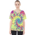 Fractal Spiral Abstract Background Vortex Yellow V-Neck Dolman Drape Top View1