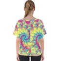 Fractal Spiral Abstract Background Vortex Yellow V-Neck Dolman Drape Top View2