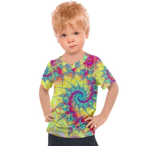 Fractal Spiral Abstract Background Vortex Yellow Kids  Sports T-shirt by Ket1n9