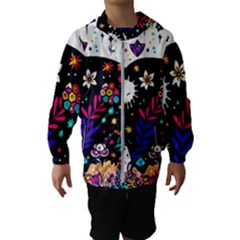 Rainbow Fun Cute Minimal Doodle Kids  Hooded Windbreaker by Bedest