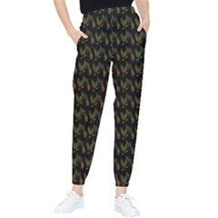 Fern Pattern 2 Black Women s Tapered Pants by snowwhitegirl