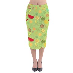 Art Fruits Pattern Velvet Midi Pencil Skirt by Maspions