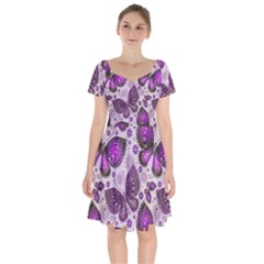 Butterflies Butterfly Insect Animal Nature Short Sleeve Bardot Dress by Maspions