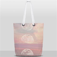 Moon Phase, Cloud, Clouds, Moon, Pastel Full Print Rope Handle Tote (small) by kyorashop23