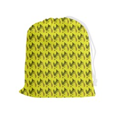 Fern Pattern 2 Yellow Drawstring Pouch (xl) by snowwhitegirl