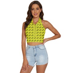 Fern Pattern 2 Yellow Backless Halter Cami Shirt by snowwhitegirl