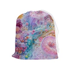 Cells Fluid Bubbles Drawstring Pouch (xl) by Maspions