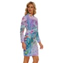 Cells Fluid Bubbles Long Sleeve Shirt Collar Bodycon Dress View3
