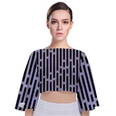 Texture, Stripes, Pattern Tie Back Butterfly Sleeve Chiffon Top by kyorashop23