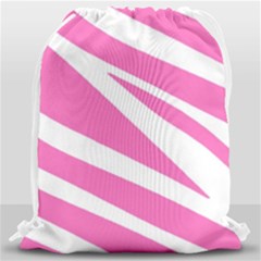 White Pink Stripes, Pattern Drawstring Bag (large) by kyorashop23